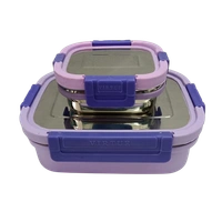 VIRTUE BITE BUDDY SMALL 2Pcs STAINLESS STEEL LUNCH BOX - Cavern Pink, 20, 7, 14