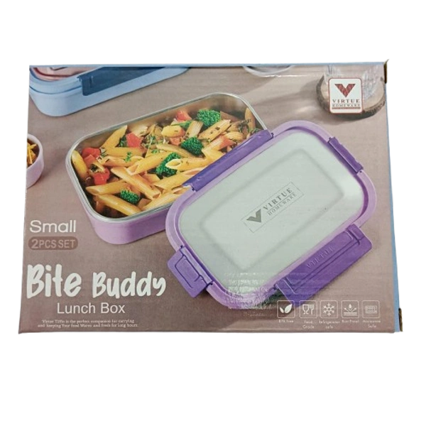 VIRTUE BITE BUDDY SMALL 2Pcs STAINLESS STEEL LUNCH BOX - Cavern Pink, 20, 7, 14
