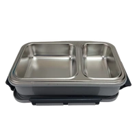 VIRTUE FUN FOOD 2 PARTITION STAINLESS STEEL LUNCH BOX - Gray, 20, 7, 15