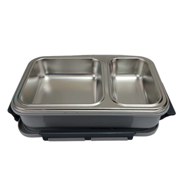 VIRTUE FUN FOOD 2 PARTITION STAINLESS STEEL LUNCH BOX - Gray, 20, 7, 15