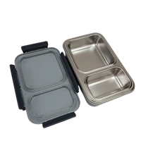 VIRTUE FUN FOOD 2 PARTITION STAINLESS STEEL LUNCH BOX - Gray, 20, 7, 15