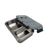 VIRTUE FUN FOOD 2 PARTITION STAINLESS STEEL LUNCH BOX - Gray, 20, 7, 15