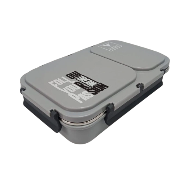 VIRTUE FUN FOOD 2 PARTITION STAINLESS STEEL LUNCH BOX - Gray, 20, 7, 15