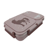 VIRTUE FUN FOOD 2 PARTITION STAINLESS STEEL LUNCH BOX - Solid Pink, 20, 7, 15