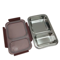 VIRTUE FUN FOOD 2 PARTITION STAINLESS STEEL LUNCH BOX - Solid Pink, 20, 7, 15