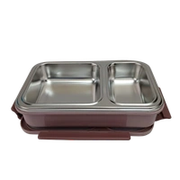 VIRTUE FUN FOOD 2 PARTITION STAINLESS STEEL LUNCH BOX - Solid Pink, 20, 7, 15