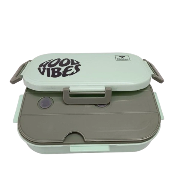 VIRTUE DINEOUT 2 PARTITION STAINLESS STEEL LUNCH BOX - Blizzard Blue, 25, 7, 14