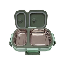VIRTUE DINEOUT 2 PARTITION STAINLESS STEEL LUNCH BOX - Blizzard Blue, 25, 7, 14