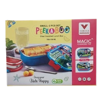 VIRTUE PEEK-A-BOO 2 PCS SET STAINLESS STEEL LUNCH BOX (QUEEN) - Royal Blue, 18, 10, 15
