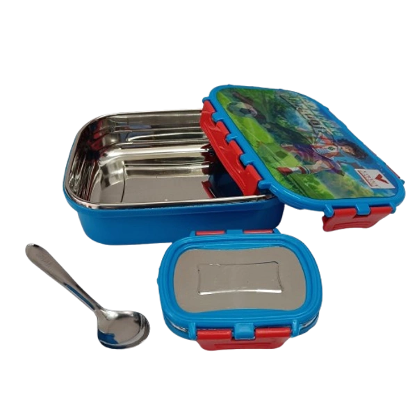 VIRTUE PEEK-A-BOO 2 PCS SET STAINLESS STEEL LUNCH BOX (QUEEN) - Royal Blue, 18, 10, 15