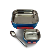 VIRTUE PEEK-A-BOO 2 PCS SET STAINLESS STEEL LUNCH BOX (QUEEN) - Royal Blue, 18, 10, 15