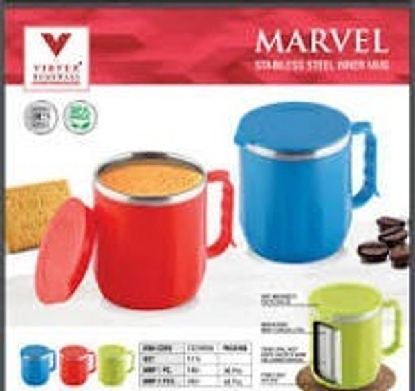 VIRTUE MARVEL STAINLESS STEEL TEA/ COFEE MUG - Blue, 8, 14, 8