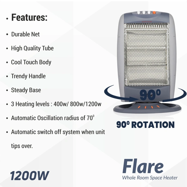 GREENCHEF FLARE HALOGEN ROOM HEATER - Gray