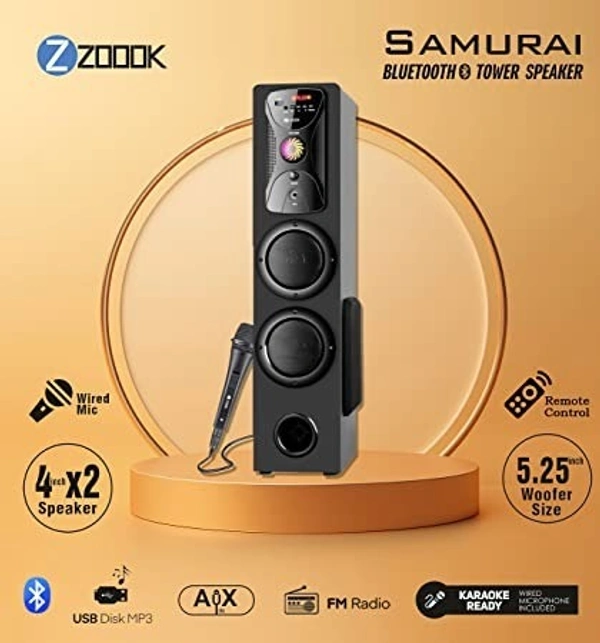 ZOOOK SAMURAI 60W BLUETOOTH TOWER SPEAKER - Black
