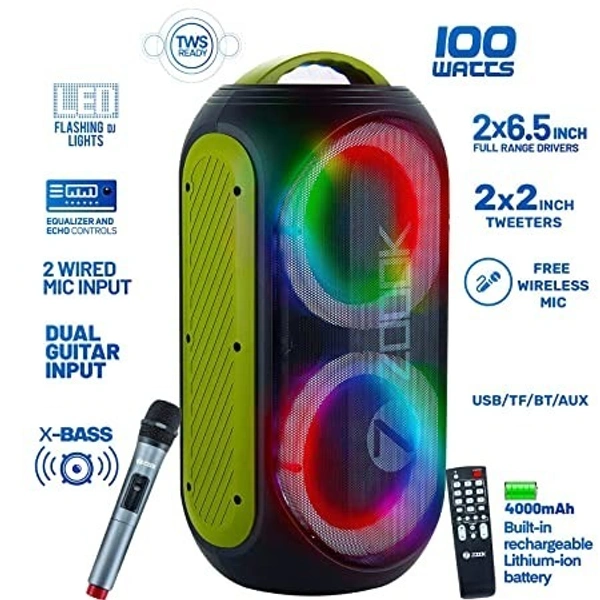 ZOOOK SHOW STOPPER DUET 100 Watt with Dual Wireless Mic - Green