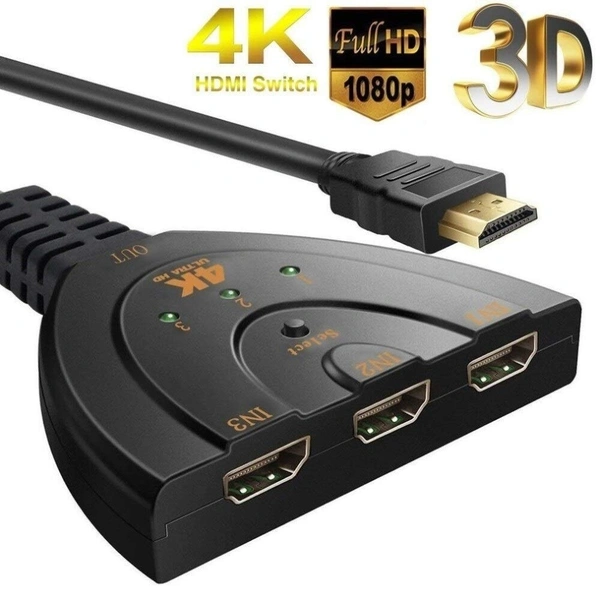 iSparehub 3 Port into 1 HDMI Input 4K x 2K HDTV Smart TV Pigtail Switch Adapter HDMI Splitter Adaptor Cable Module