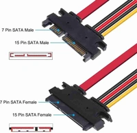 iSparehub 22 Pin 7+15 SATA Cable Male to Female Serial ATA SATA Data 4 Pin Molex Male Female Power Combo Extension
