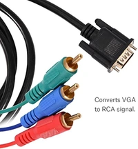 iSparehub VGA to RCA Cable , VGA 15 Pins Male to 3 RCA Male PC / TV Video Cable Connector