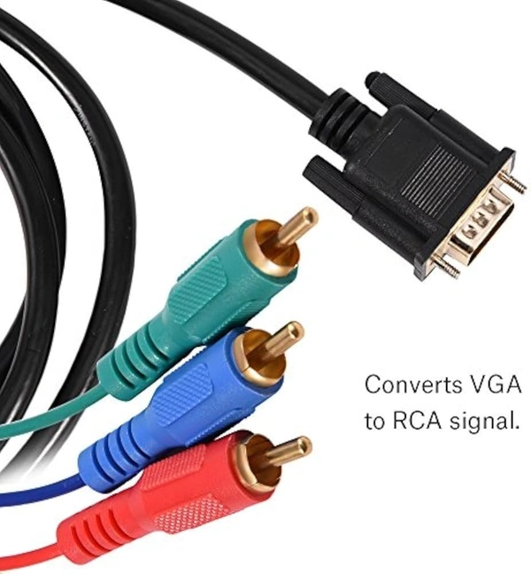 iSparehub VGA to RCA Cable , VGA 15 Pins Male to 3 RCA Male PC / TV Video Cable Connector