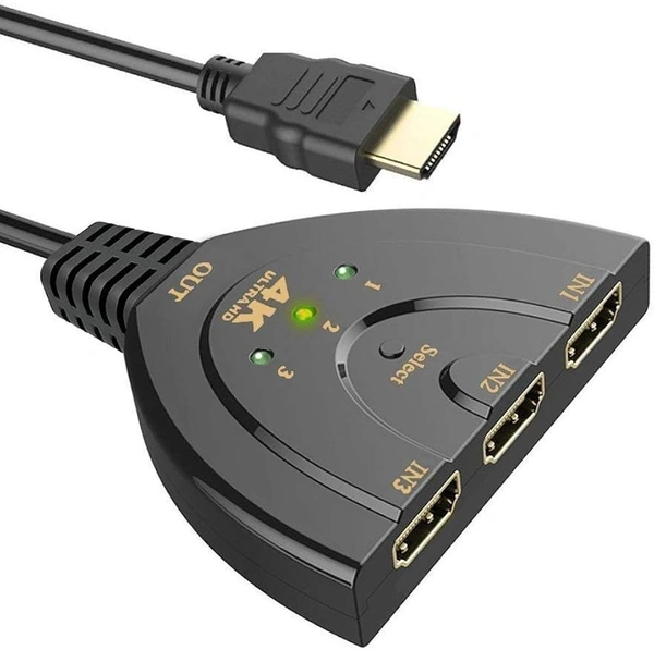 iSparehub 3 Port into 1 HDMI Input 4K x 2K HDTV Smart TV Pigtail Switch Adapter HDMI Splitter Adaptor Cable Module