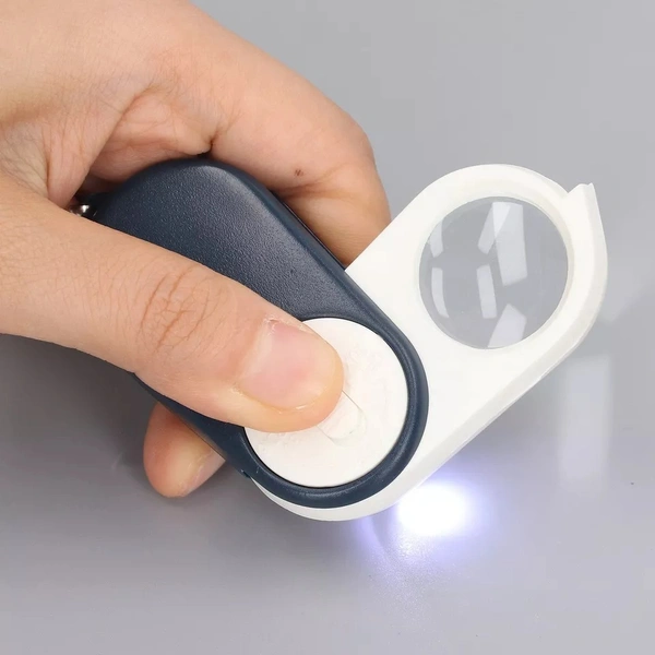 Generic Mini Folding Portable 10X Magnifying Glasses Lens Handheld Pocket Key Ring With LED Light Reading Eye Loupe Keychain Magnifier