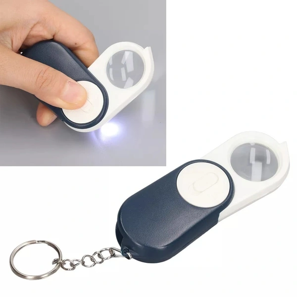 Mini Pocket Portable Key Chain Magnifying LED Light Glass Gift Item 
