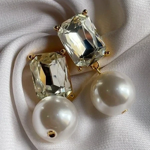 Yellow CZ Contemporary Danglers  - Free Size