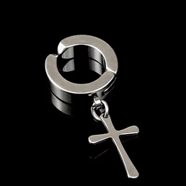 Non Pierced Hanging Cross Earring 