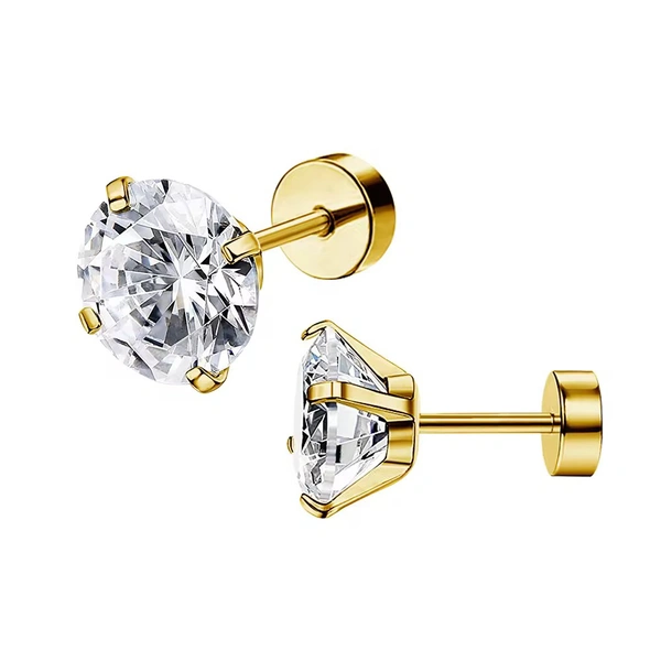 Cubic Zirconia Gold Earring