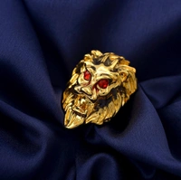 Lion Head Gold Finger Ring 