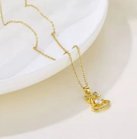 Christmas bell and diamond pendant DIY logo Stainless steel necklace for woman - Free Size