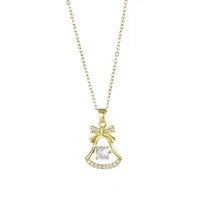 Christmas bell and diamond pendant DIY logo Stainless steel necklace for woman - Free Size