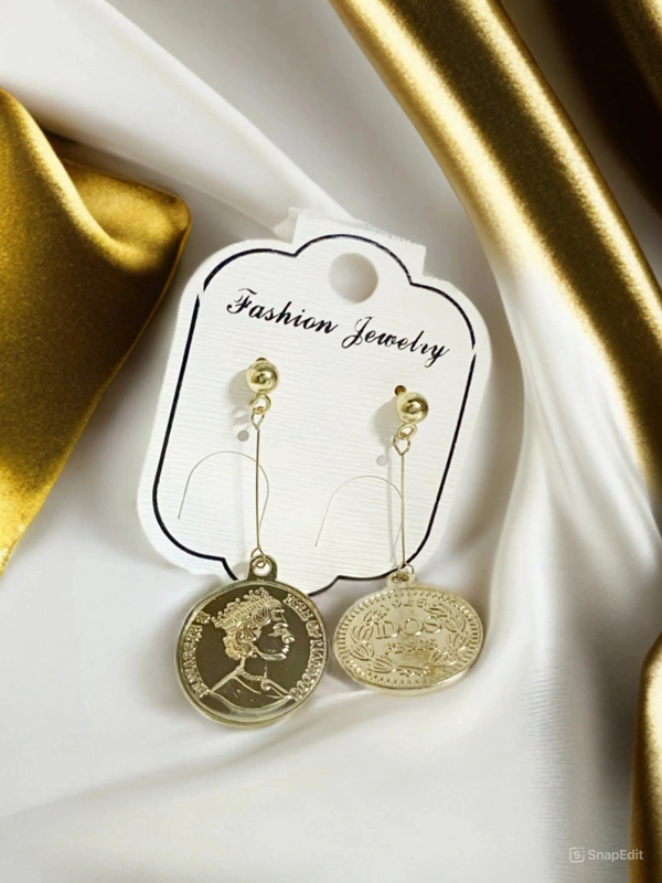 Gold Plated Korean Style European and American Retro Earrings - Free Size