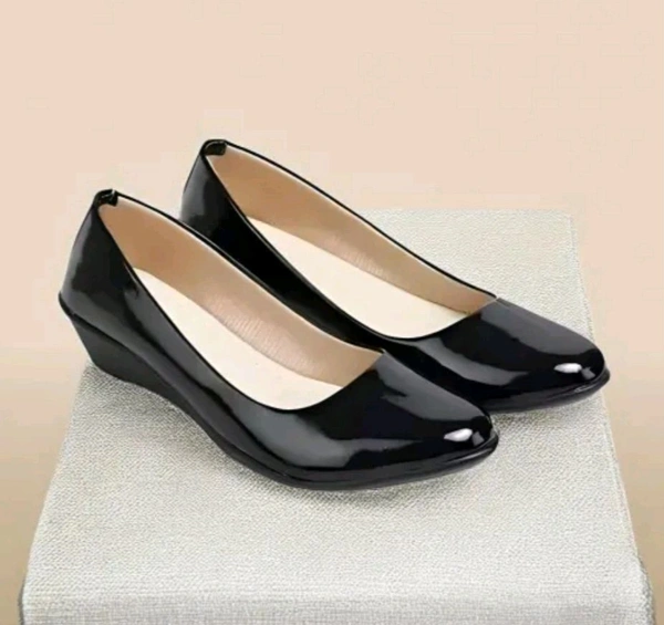 Formal Handmade Black Wedge Shoes For Women  - 4/5/6/7/8/9/10