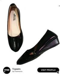 Formal Handmade Black Wedge Shoes For Women  - 4/5/6/7/8/9/10