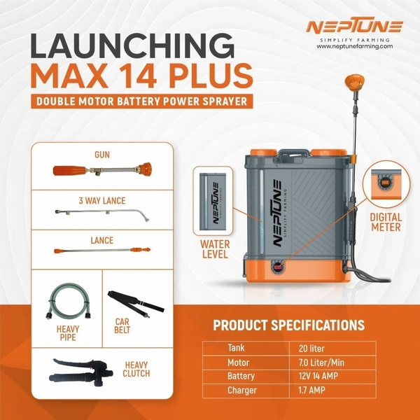 Neptune MAX 14Plus Double Motor Battery Sprayer