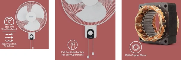 Usha Striker 400 mm Hi Speed Wall Fan (White)