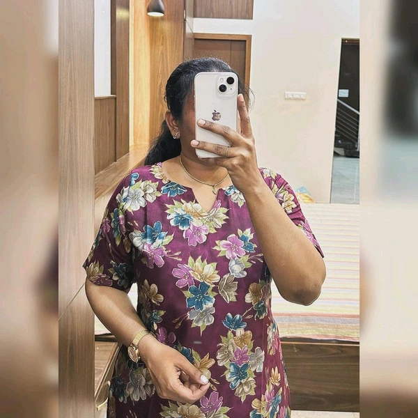 "The Eternal Beauty" Floral Modal Chanderi Kurti - With Lining - XL