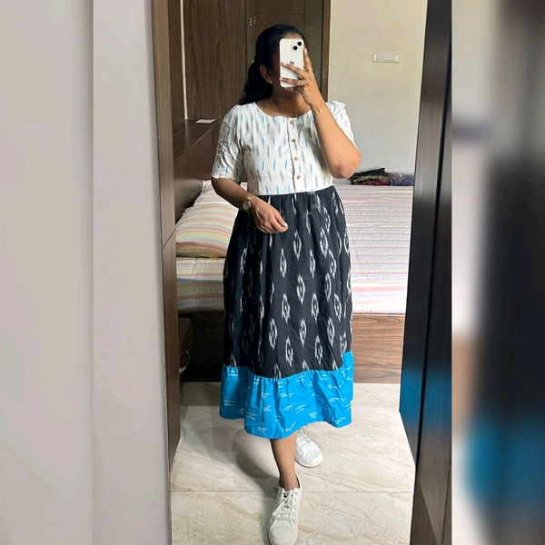 Ikkat Frock With Body Lining - XXL