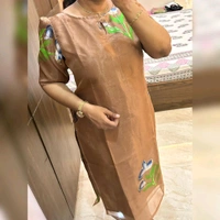 "BeauTea" Tea Brown Organza Kurta - With Lining - XL