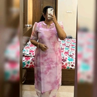 “Elite” Pink Organza Kurti - Lining - XL