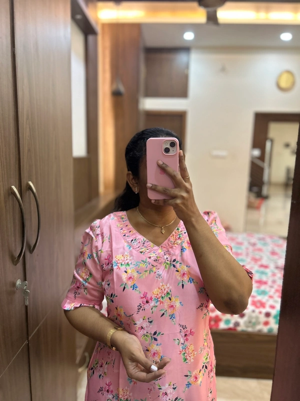 “The Eternal Charm” Baby Pink Kurti - With Lining  - M