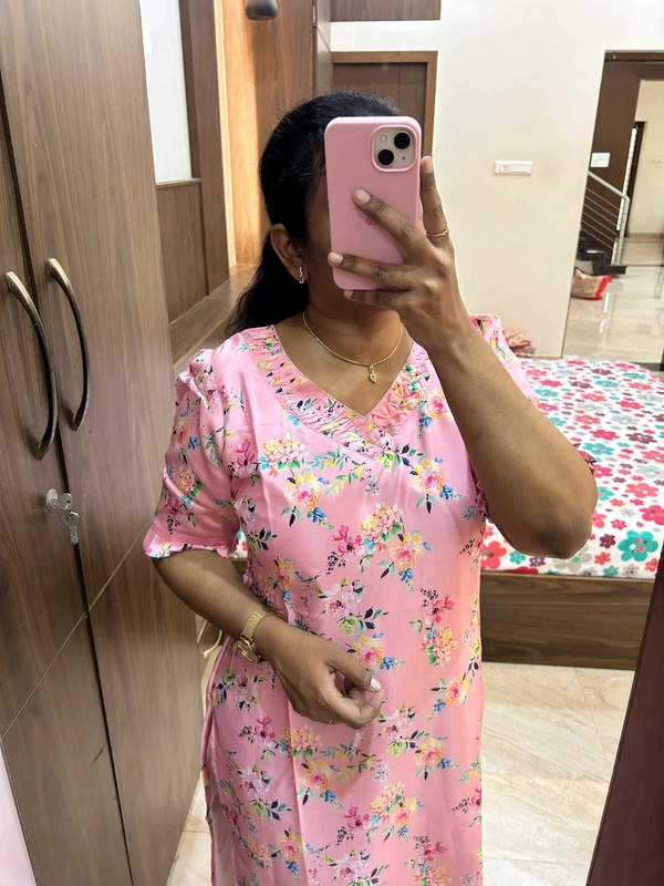 “The Eternal Charm” Baby Pink Kurti - With Lining  - M