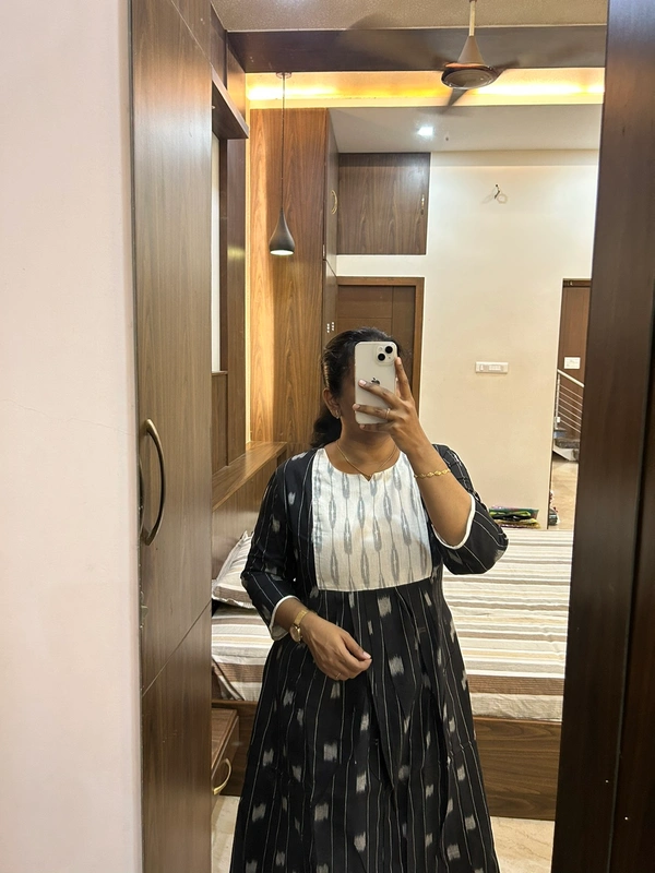 Black Ikkat Frock ( No Lining)( Length 44) - M
