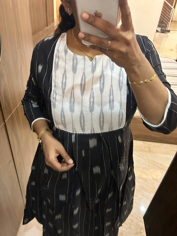 Black Ikkat Frock ( No Lining)( Length 44) - M