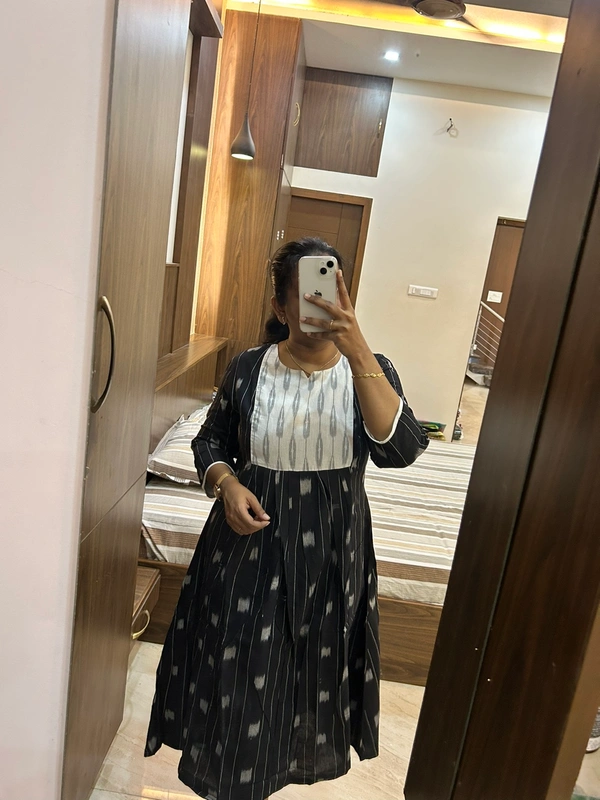Black Ikkat Frock ( No Lining)( Length 44) - M