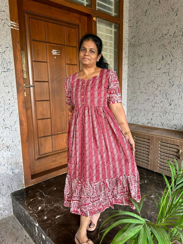 M02 -  Kadhambari Pure Cotton Dress ( With Lining) Openable Buttons  - XXL