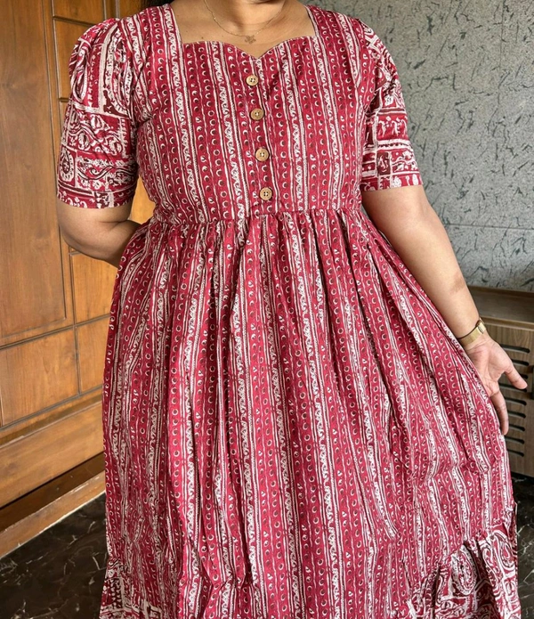 M02 -  Kadhambari Pure Cotton Dress ( With Lining) Openable Buttons  - XXL