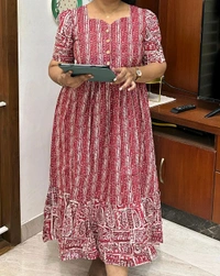 M02 -  Kadhambari Pure Cotton Dress ( With Lining) Openable Buttons  - XXL