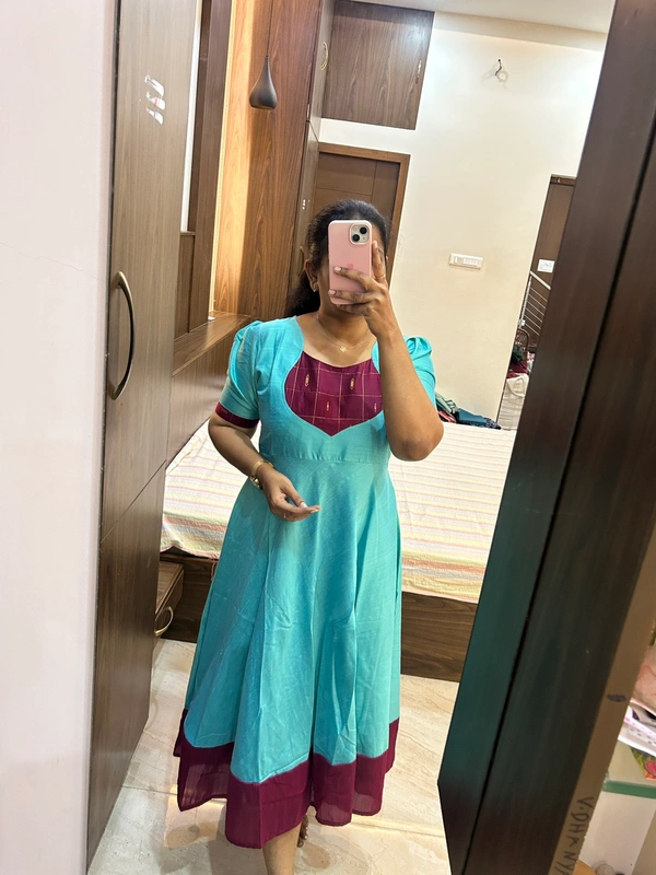 Slubsilk Umbrella Kurti ( Lining) ( Length 46) - XXL